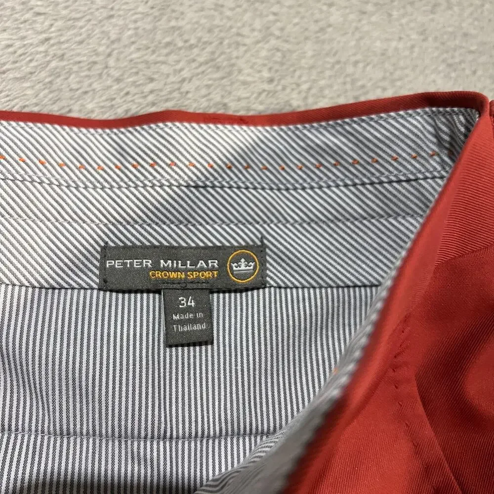 Peter Millar Pants Mens 34 Red Crown Sport Golf Performance Polyester Stretch
